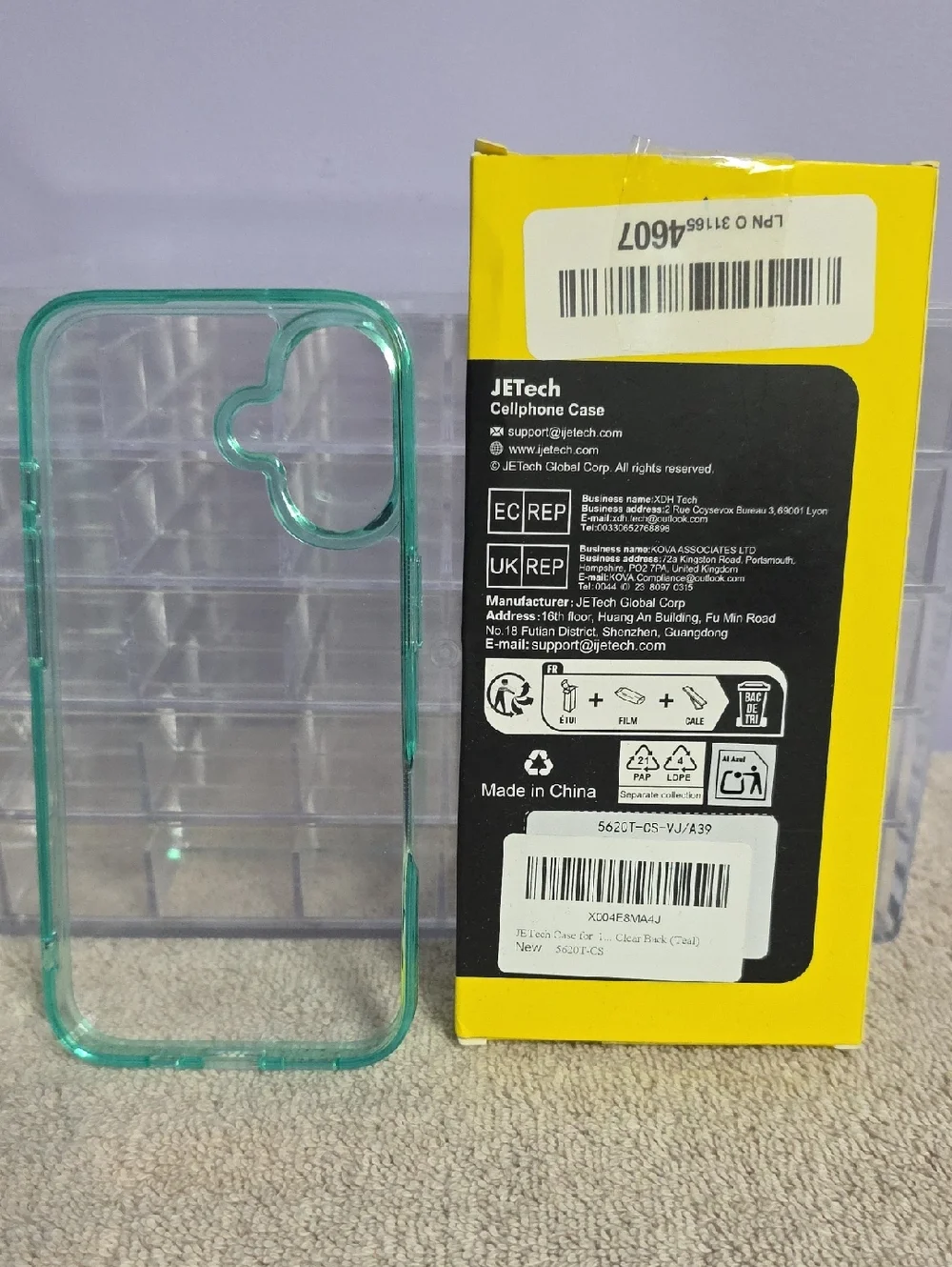 JETech Mint Green Clear Phone Case for iPhone 16